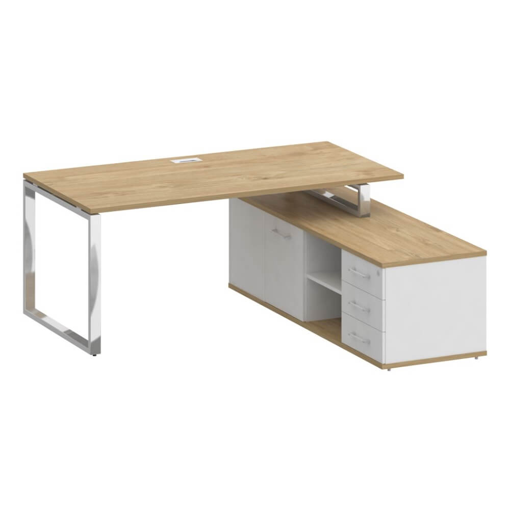 Стол руководителя с опорной греденцией, правый 1800x1800x753