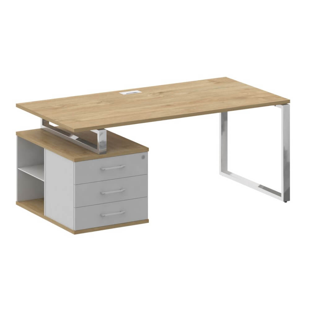 Стол руководителя с опорной тумбой, левый 1800x904x753